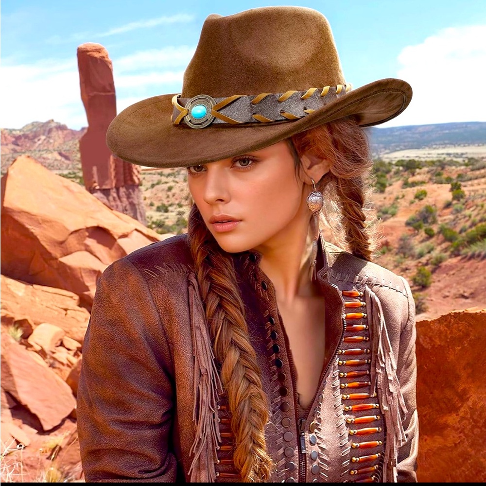 Cowboy Hats for Men Women with Blue Stones